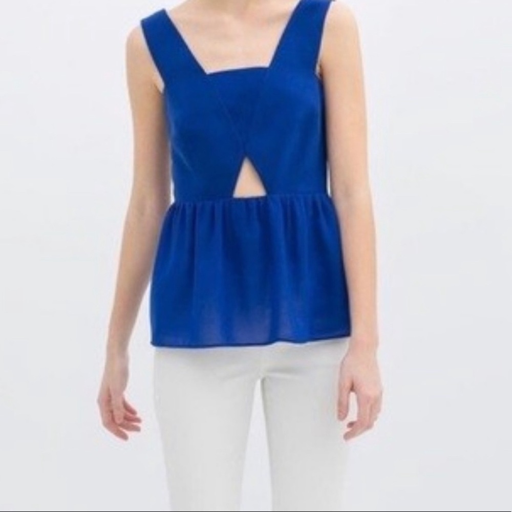 Zara Blue Cut Out Top XS